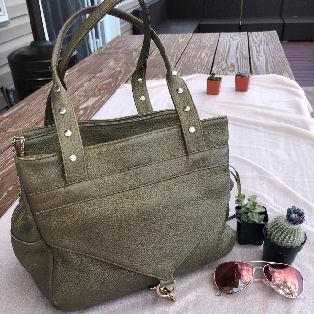 Botkier Olive Leather Bag Multi Pockets